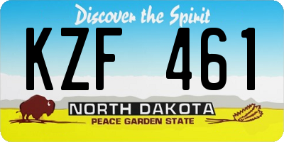ND license plate KZF461