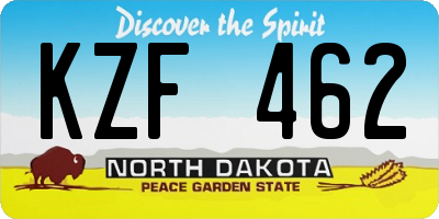 ND license plate KZF462