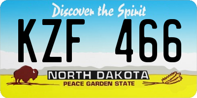 ND license plate KZF466