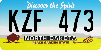 ND license plate KZF473