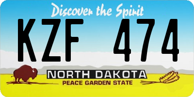 ND license plate KZF474