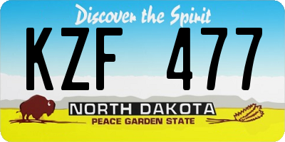 ND license plate KZF477