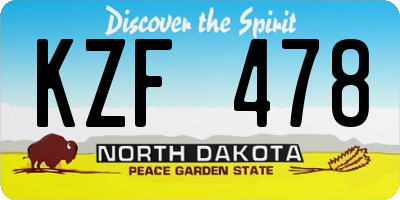 ND license plate KZF478