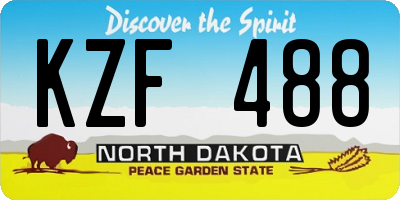ND license plate KZF488