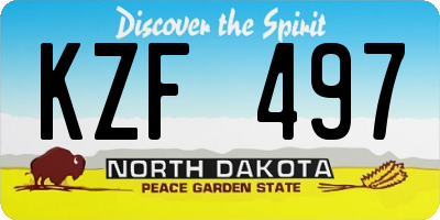ND license plate KZF497