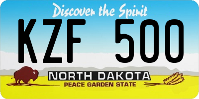 ND license plate KZF500