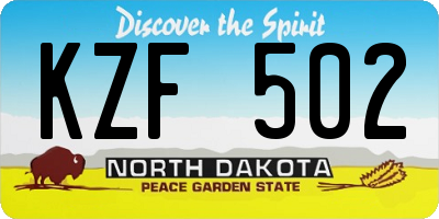 ND license plate KZF502