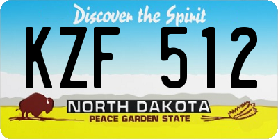 ND license plate KZF512