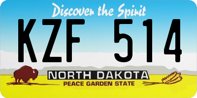 ND license plate KZF514