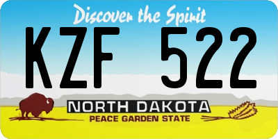 ND license plate KZF522