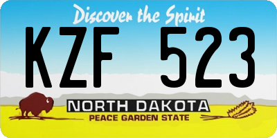 ND license plate KZF523