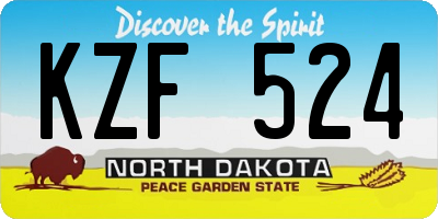 ND license plate KZF524