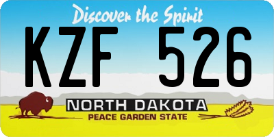 ND license plate KZF526