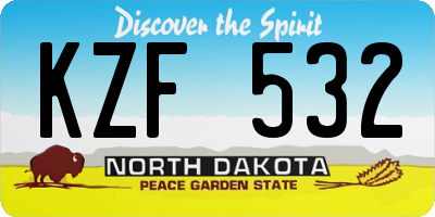 ND license plate KZF532