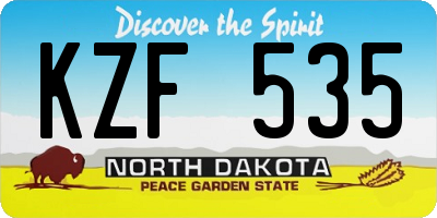 ND license plate KZF535
