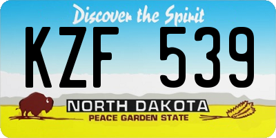 ND license plate KZF539
