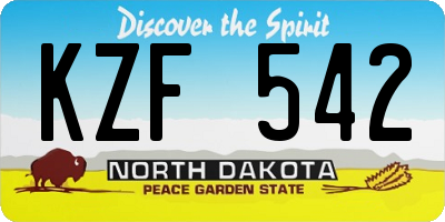 ND license plate KZF542