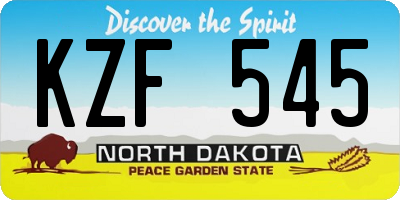 ND license plate KZF545