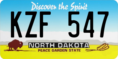 ND license plate KZF547