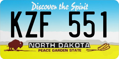 ND license plate KZF551
