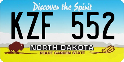 ND license plate KZF552
