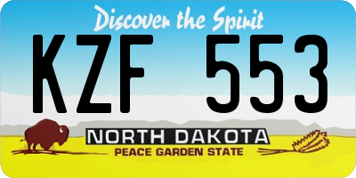 ND license plate KZF553