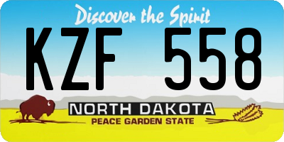 ND license plate KZF558