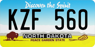 ND license plate KZF560