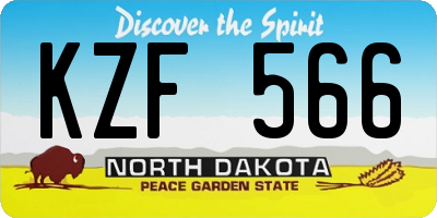 ND license plate KZF566