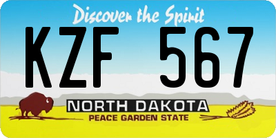 ND license plate KZF567