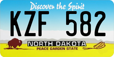 ND license plate KZF582