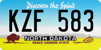 ND license plate KZF583