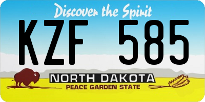 ND license plate KZF585