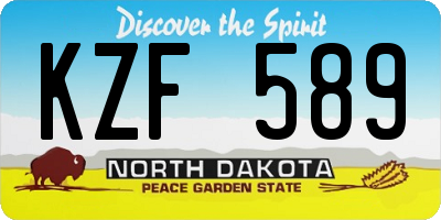 ND license plate KZF589