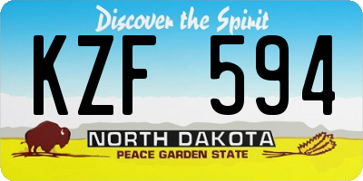 ND license plate KZF594