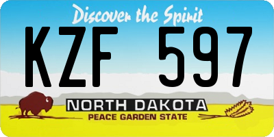 ND license plate KZF597