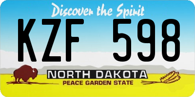 ND license plate KZF598