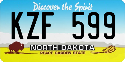 ND license plate KZF599