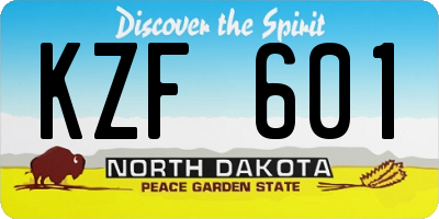 ND license plate KZF601