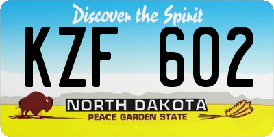 ND license plate KZF602