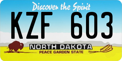 ND license plate KZF603