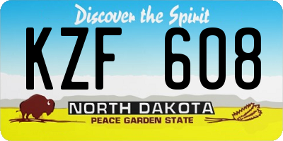 ND license plate KZF608
