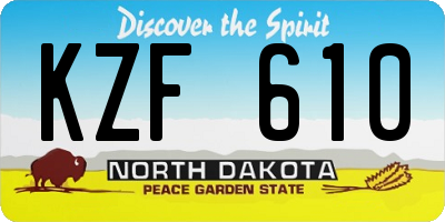 ND license plate KZF610