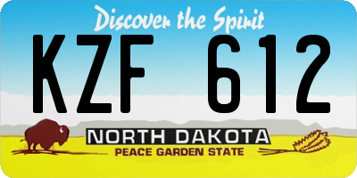 ND license plate KZF612