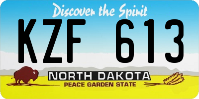 ND license plate KZF613