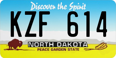 ND license plate KZF614