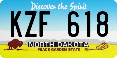ND license plate KZF618