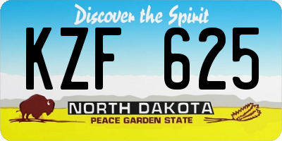 ND license plate KZF625