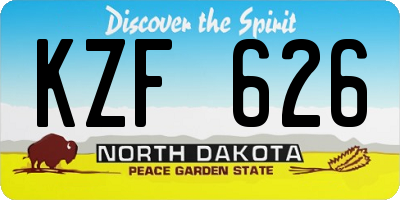 ND license plate KZF626