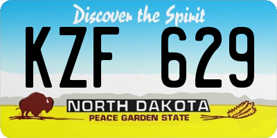 ND license plate KZF629